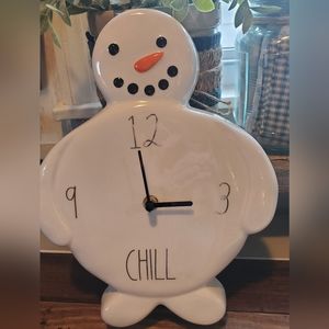 NIB Rae Dunn snowman hanging wall clock
